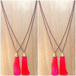 free shipping fashion necklace tassels golden bronze caps handmade bali